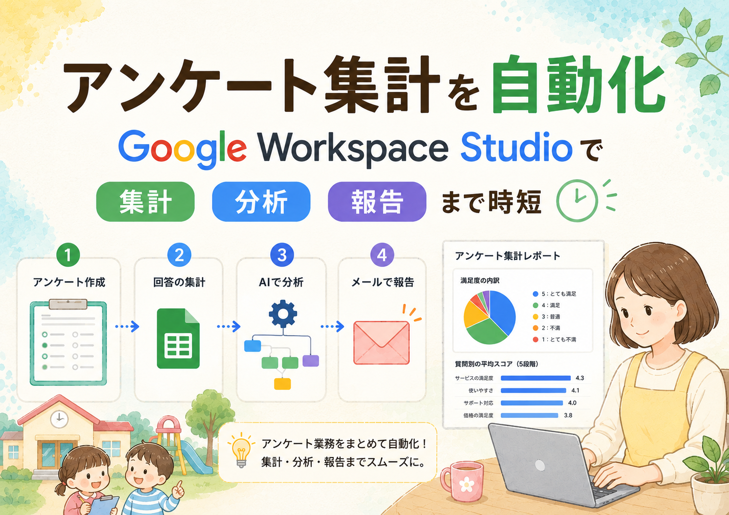 保育園のアンケート集計を自動化|Google Workspace Studioで集計・分析・報告まで時短