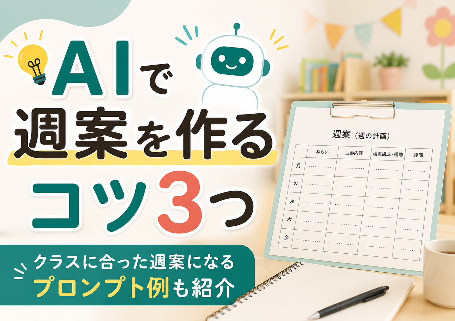 AIで週案を作るコツ3つ|クラスに合った週案になるプロンプト例も紹介
